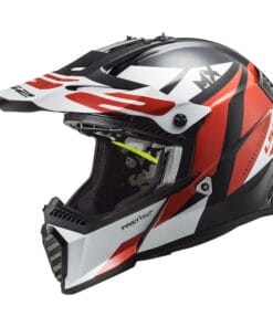 Casco Cross LS2 MX437 Fast Evo Strike Bianco Rosso