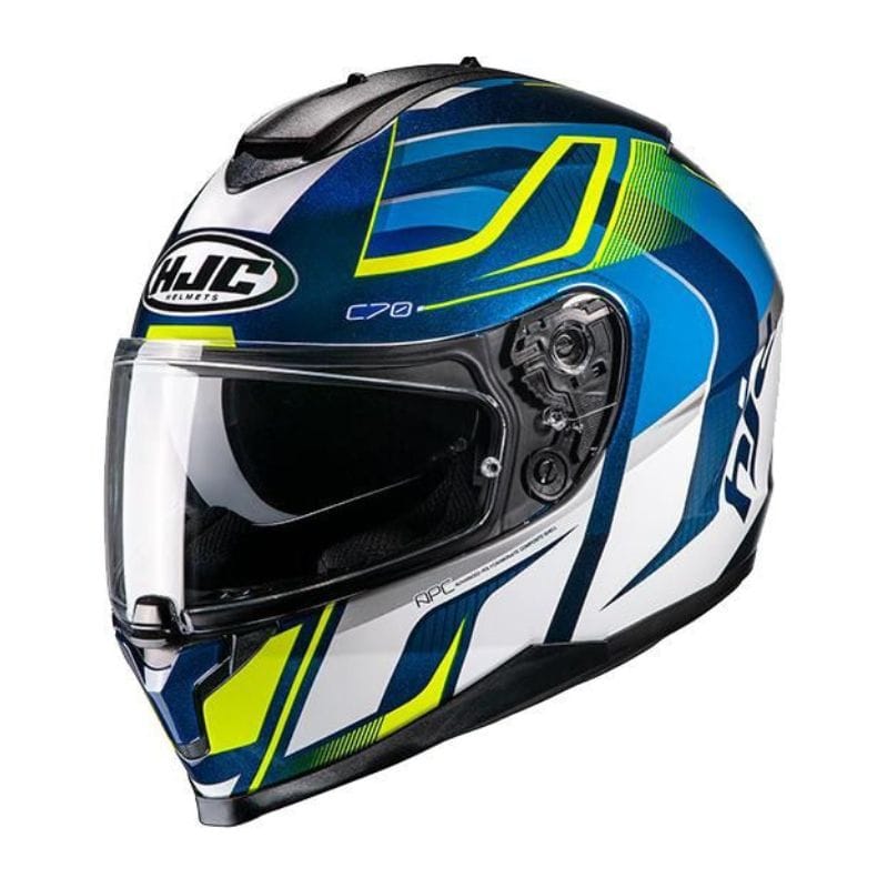 Casco Integrale HJC C70 Lantic Blu Giallo Fluo Bianco