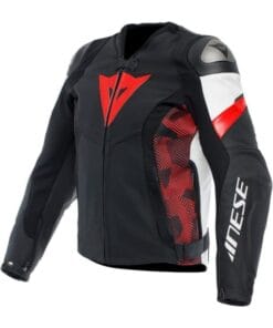 Giacca Pelle Dainese Avro 5 Nero Bianco Rosso Lava