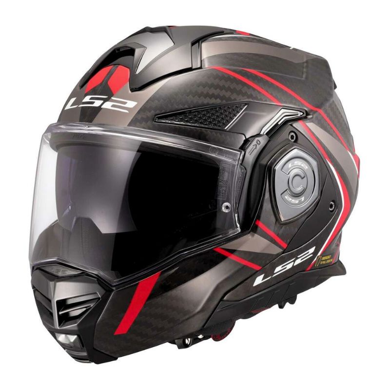 Casco Modulare LS2 FF901 ADVANT X C FUTURE II Rosso Carbonio